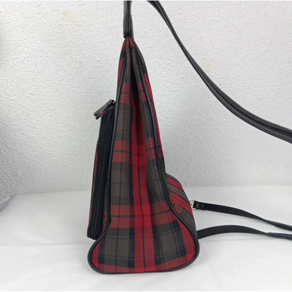 Villager by Liz Claiborne Vintage 90s Y2K Red Tartan Plaid Multiway Backpack
